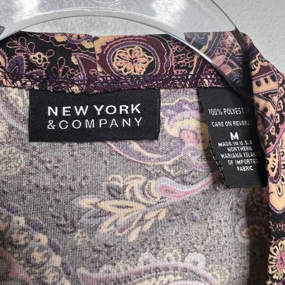 NEW YORK & CO Paisley Sleeveless Wrap Blouse V-Neck Collared Purple Multi Size M - Picture 5 of 8